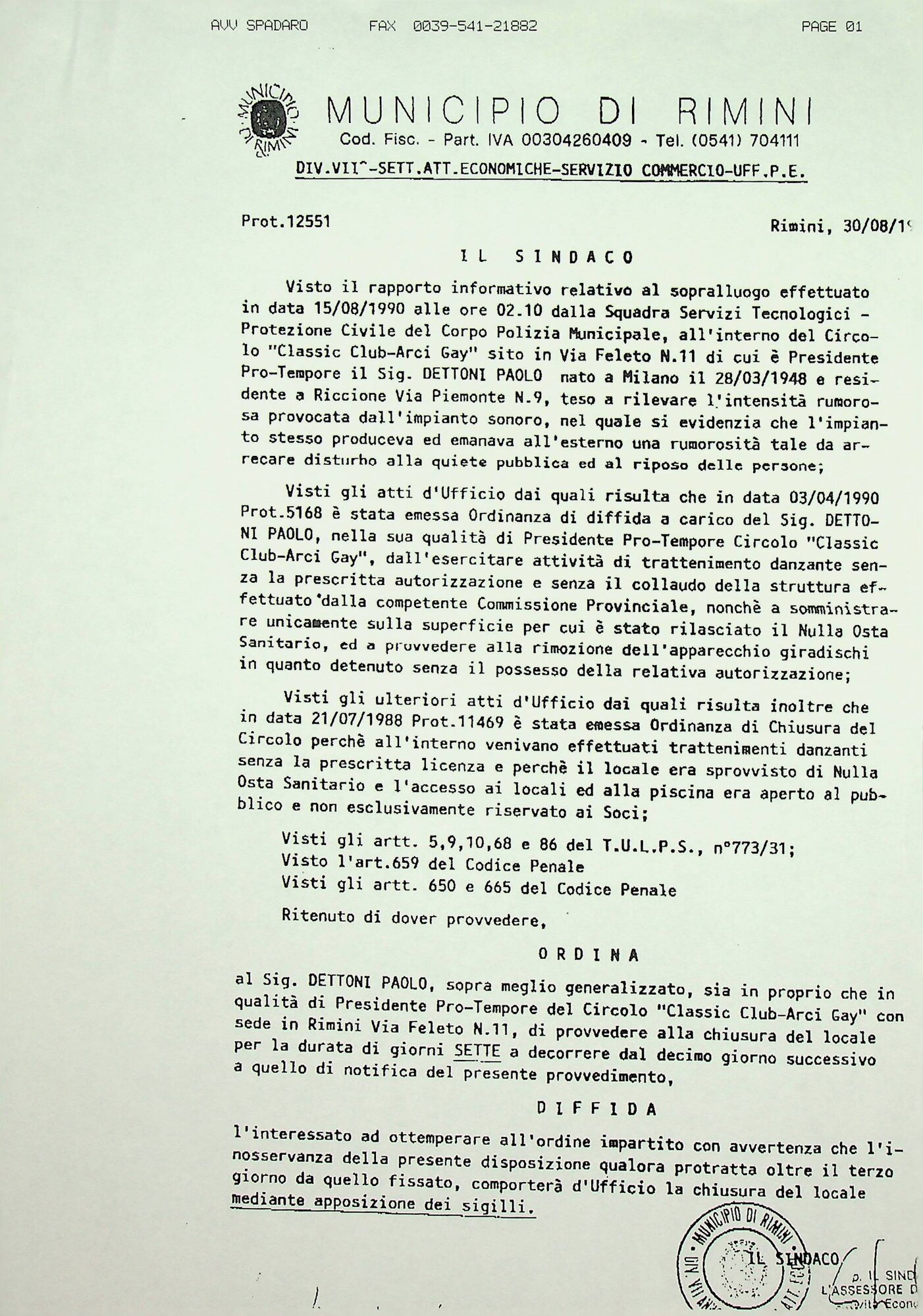 Ordinanza del Sindaco di Rimini (1990)