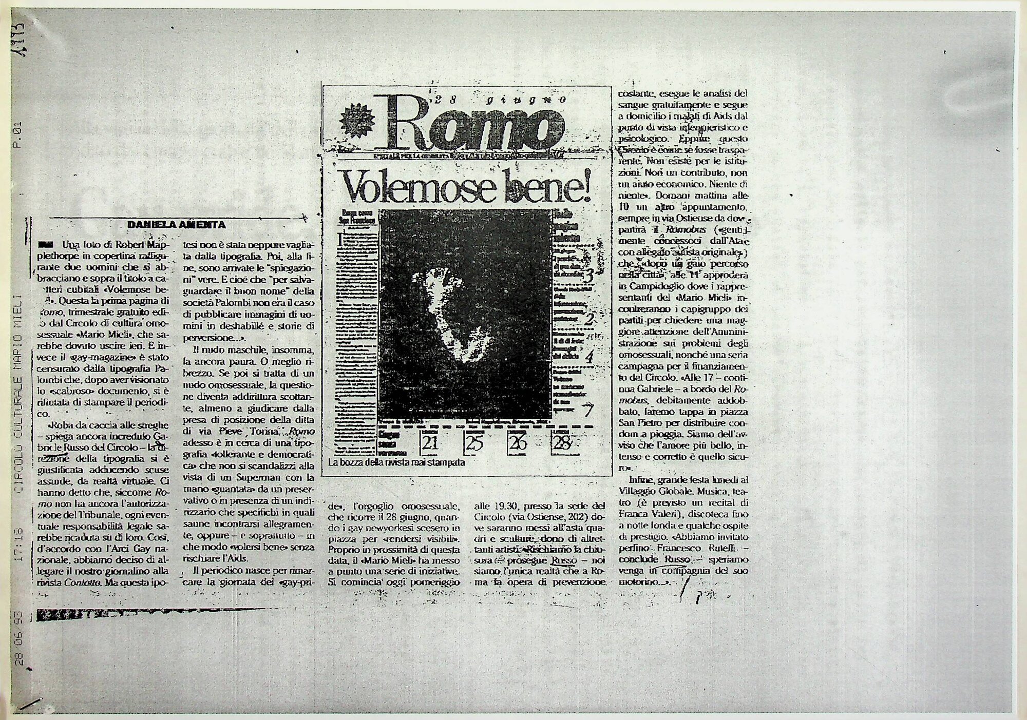 "28 giugno / Romo / Volemose bene!"