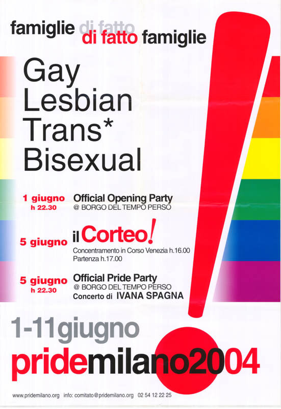 Famiglie di fatto famiglie Gay Lesbian Trans* Bisexual. 1-11 giugno Pride Milano 2004 (2004)